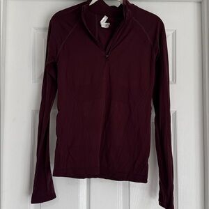 Athleta Burgundy Long Sleeve Quarter-Zip Top